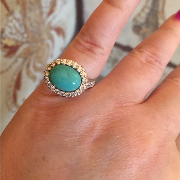 Jewelry - HOLD FOR SHIRLEY turquoise sterling silver CZ ring